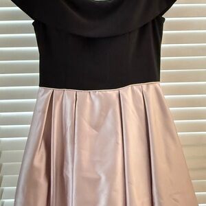 Betsy & Adam Pink Fit and Flare Dress with Cowl Neck
